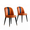 2er-Set gepolsterte Esszimmerstühle, 46 x 55 x 88 cm, Orange/Dunkelblau/Schwarz