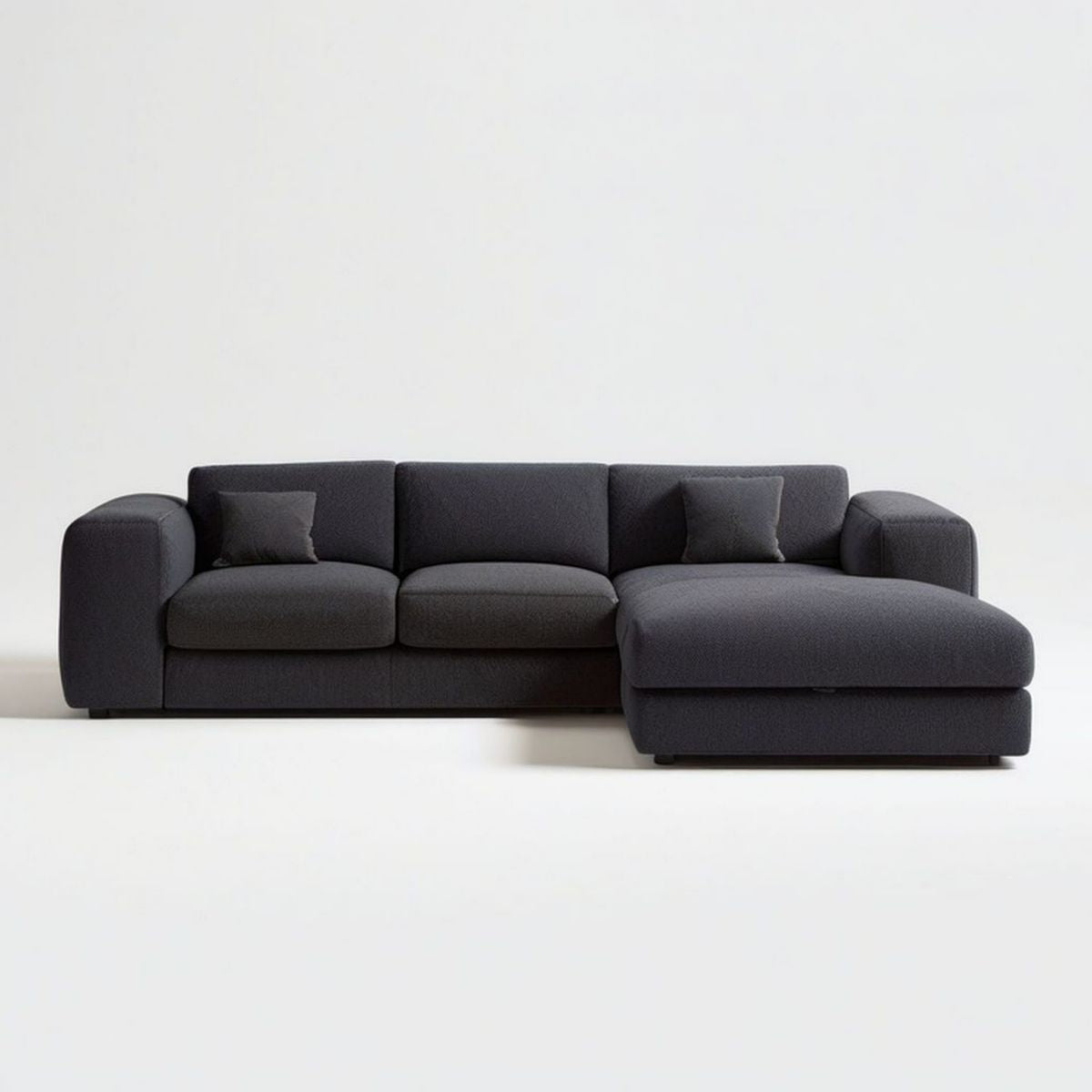 Ecksofa mit rechter Recamiere, 300 x 170 x 85 cm, Anthrazit, Polyesterbezug