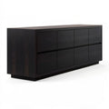 Schwarzes Sideboard aus MDF mit Eichenfurnier, 8 Türen, 180 x 45 x 75 cm