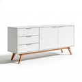 Sideboard 140 x 40 x 75 cm Weiss mit Naturholzfüssen