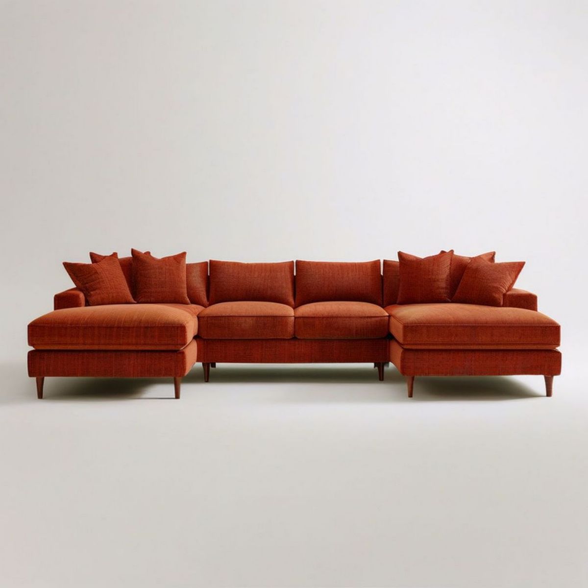 Rostrote Wohnlandschaft mit beidseitigen Chaiselongues, 330 × 105 × 82 cm, Polyester