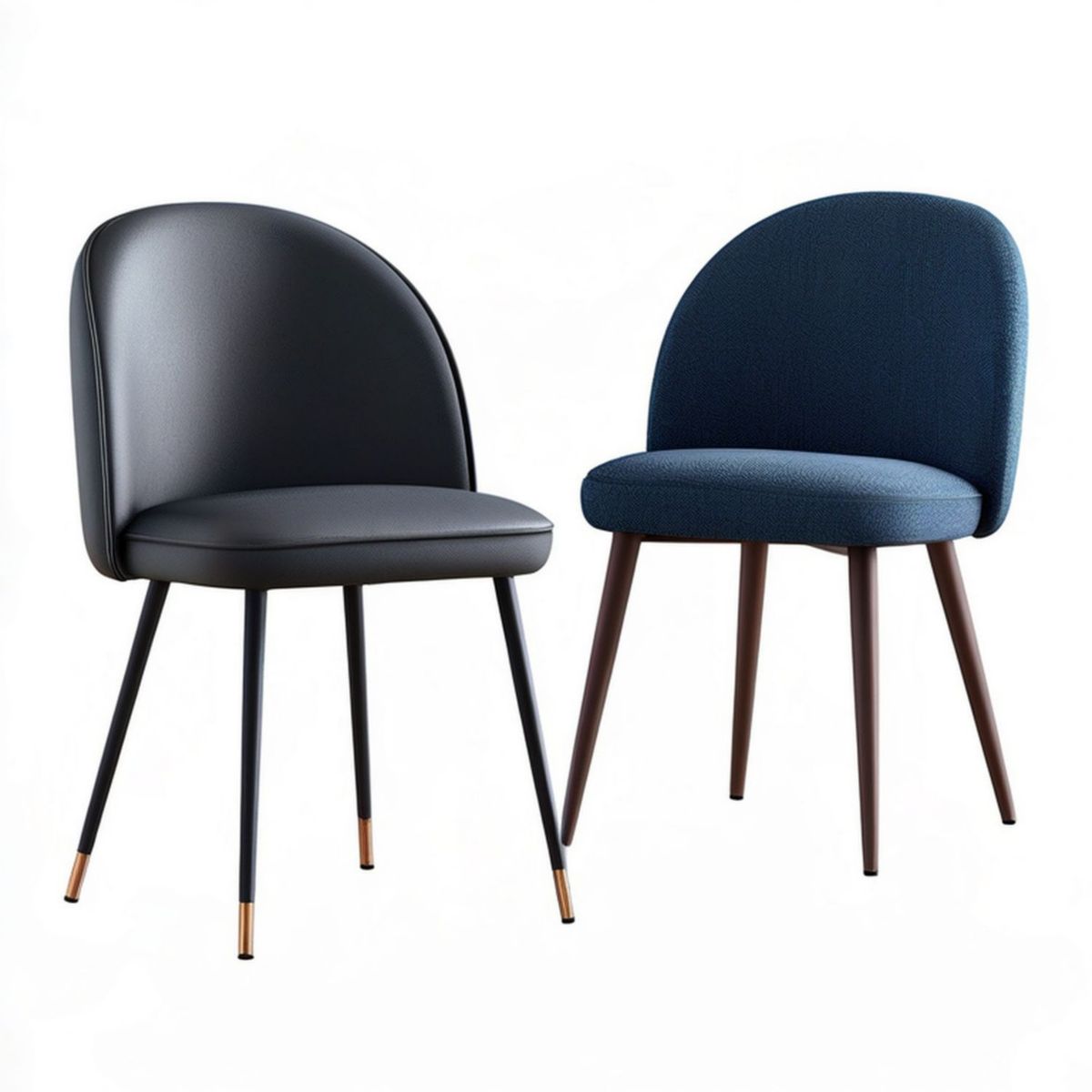 2er-Set gepolsterte Stühle mit Rückenlehne, 46 x 54 x 82 cm, Schwarz/Blau