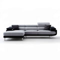 Ecksofa 3-Sitzer mit Recamiere links, Hellgrau/Schwarz/Silberfarben, Polyester, 290 x 165 x 85 cm
