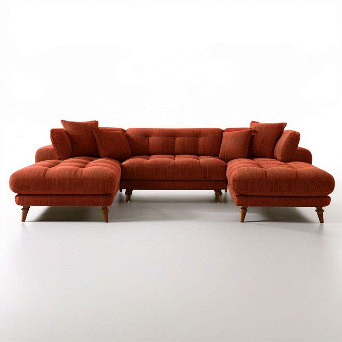 U-förmiges 5-Sitzer-Ecksofa mit zwei Recamieren, Terrakotta/Braun, 350 x 165 x 86 cm