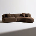 Geschwungenes 3-Sitzer-Ecksofa in Dunkelbraun mit Bouclé-Bezug, 300 × 165 × 75 cm